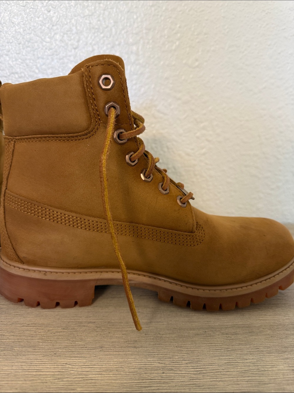 Timberland Premium 6-Inch Waterproof Wheat Nubuck Lace-Up Women's Work Boots - Picture 5 of 15